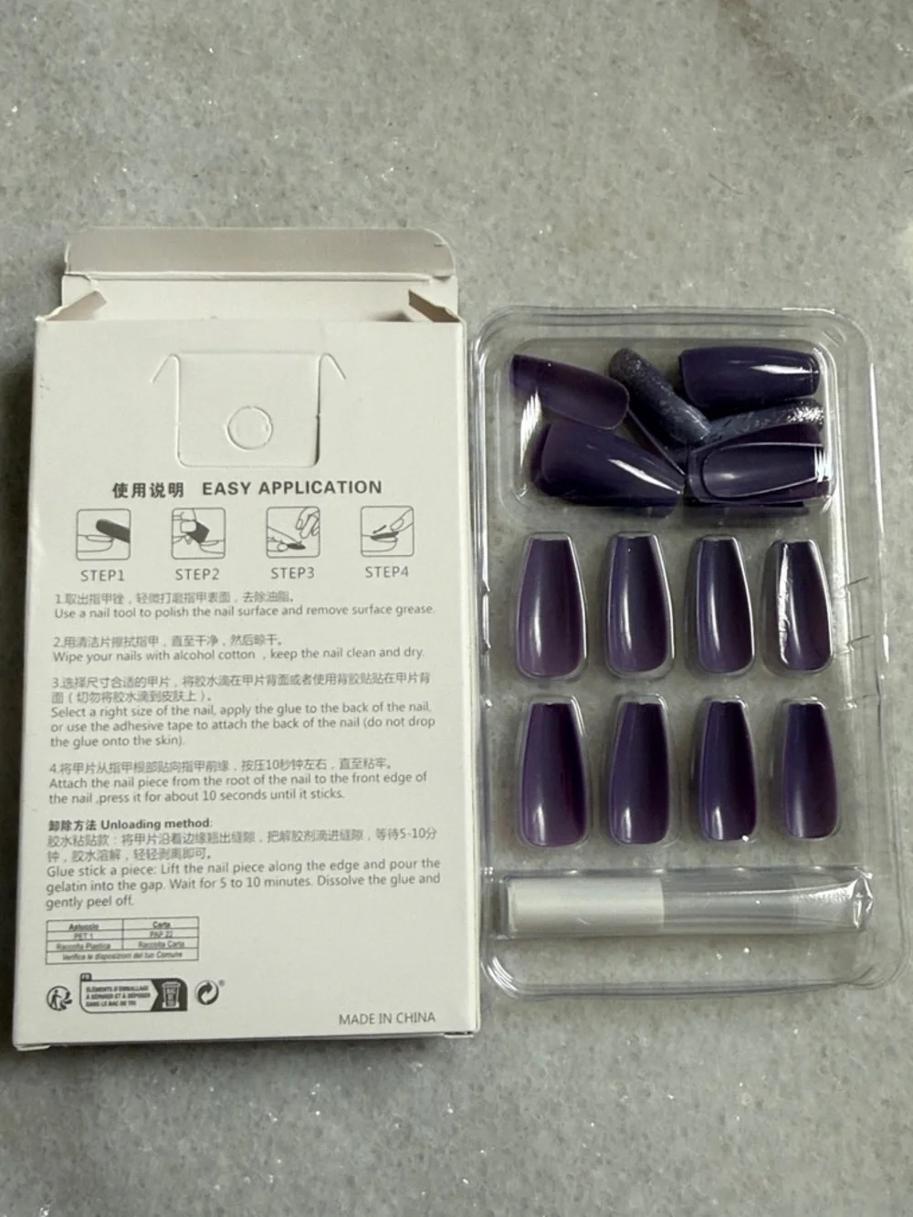 Unbranded Nail Set - Purple Ombre Press-On Nails 24pcs New